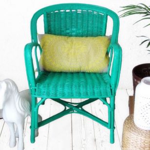 relooking fauteuil rotin laque décorative vert emeraude kubbicolor